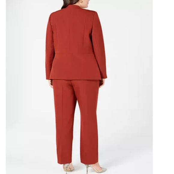 NWT! Kasper Kiss Front Plus Collarless Blazer Russet Plus 16 - Picture 2 of 8